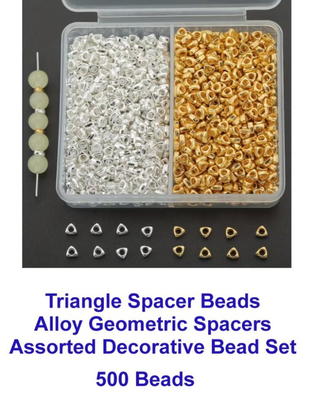 Triangle Spacer Beads Alloy Geometric Spacers Assorted Decorative Bead Set